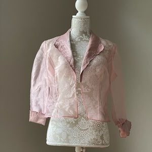Mesh Light Pink Detailed Suit Coat
